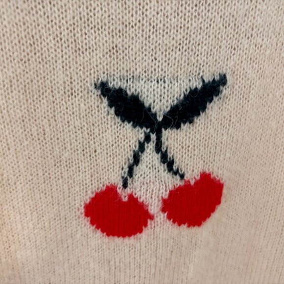 RAILS Perci Cashmere Alpaca Wool Intarsia Knit Fruit Sweater Ivory Crewneck M - Picture 4 of 11